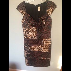 Sangria Animal print satin sexy midi dress